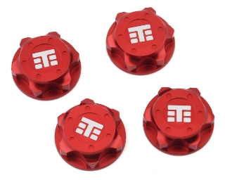 Picture of Tekno RC 17mm Aluminum "T Logo" Covered Serrated Wheel Nut (Red) (4)