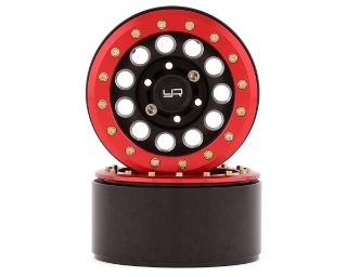 Picture of Yeah Racing 1.9" Aluminum F-RG Beadlock Wheels w/12mm Hex (Black/Red) (2)