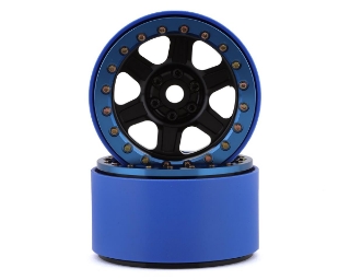 Picture of SSD RC Challenger PL 2.2" Beadlock Crawler Wheels (Black/Blue) (2)
