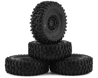 Picture of JConcepts Tusk 1.0" Pre-Mounted Tires w/Hazard Wheel (Black) (4) (Gold)