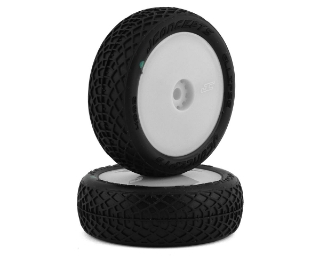 Picture of JConcepts Mini-B Ellipse Pre-Mounted Front Tires (White) (2) (Green)