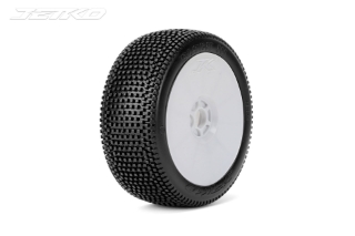 Picture of JetKO Tires Block In 1/8 Buggy Tires Mounted on White Dish Rims, Ultra Soft (2)