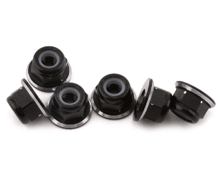 Picture of 1UP Racing 3mm Aluminum Flanged Locknuts (Black/Silver) (6)