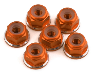 Picture of 1UP Racing 3mm Aluminum Flanged Locknuts w/Chamfered Finish (Orange) (6)