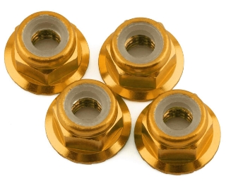 Picture of 1UP Racing 4mm Serrated Aluminum Locknuts (Gold) (4)