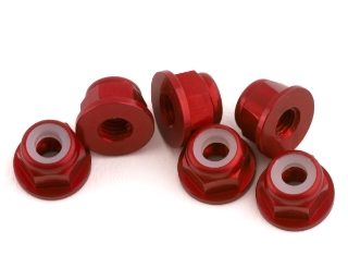 Picture of 1UP Racing 3mm Aluminum Flanged Locknuts (Red) (6)