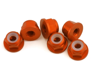 Picture of 1UP Racing 3mm Aluminum Flanged Locknuts (Orange) (6)