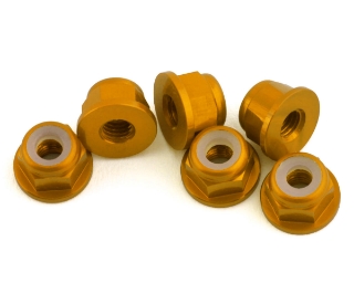 Picture of 1UP Racing 3mm Aluminum Flanged Locknuts (Gold) (6)