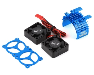 Picture of Yeah Racing Aluminum 540/550 Motor Heat Sink w/Twin Tornado Fans (Blue)