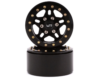 Picture of Yeah Racing 1.9" Aluminum 5-Spoke Beadlock Wheels w/12mm Hex (Black) (2)