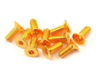 Picture of Yeah Racing 3x8mm 24K Gold Coated 12.9 Grade Steel Flat Head Hex Screw (10)