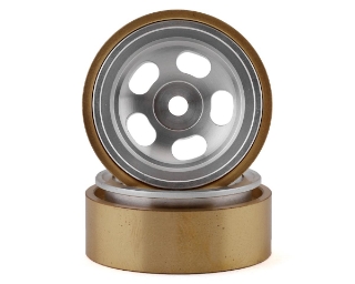 Picture of SSD RC SCX24 1.0” Aluminum/Brass 5-Slot Beadlock Wheels (Silver) (2)