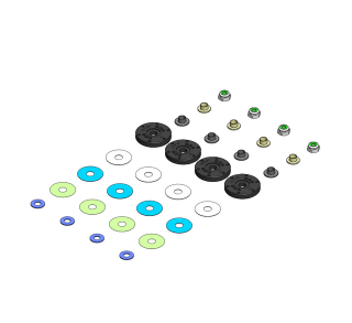 Picture of MIP Bypass1 Hi-Flow Pistons, 6-Hole x 1.3mm Set, 16mm, 1/8th Scale