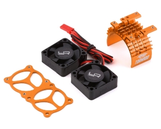 Picture of Yeah Racing Aluminum 540/550 Motor Heat Sink w/Twin Tornado Fans (Orange)