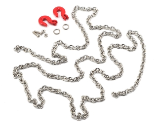 Picture of Yeah Racing 96cm 1/10 Crawler Scale Steel Chain Accessory w/Red Hooks (Silver)