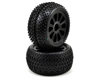 Picture of JConcepts 1/16 E-Revo Pre-Mounted Goose Bumps w/Rulux Wheels (2) (Black) (Green)