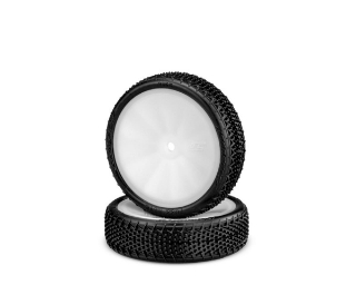 Picture of JConcepts Fuzz Bite LP 2.2" Pre-Mounted 2WD Front Buggy Tires (White) (2) (Pink)