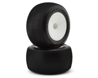 Picture of JConcepts 1/10 Fuzz Bite 2.2 Pre-Mounted Stadium Truck Tires (White) (2) (Pink) w/12mm Hex