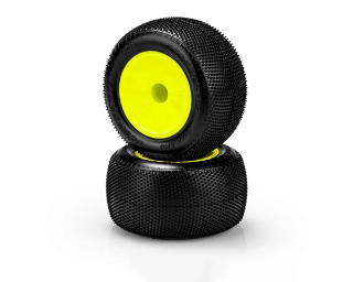 Picture of JConcepts 1/10 Fuzz Bite 2.2 Pre-Mounted Stadium Truck Tires (Yellow) (2) (Pink) w/12mm Hex