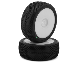 Picture of JConcepts Arina Pre-Mounted 1/8th Buggy Tires (White) (2) (Green)