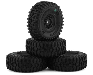Picture of JConcepts Tusk 1.0" Pre-Mounted Tires w/Hazard Wheel (Black) (4) (Green)
