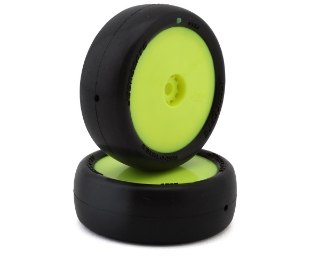 Picture of JConcepts Mini-B Smoothie 2 Pre-Mounted Front Tires (Yellow) (2) (Green)