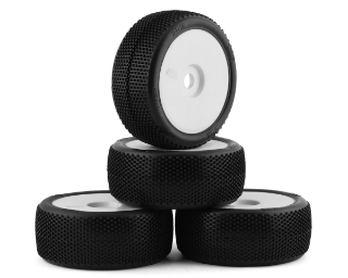 Picture of TZO Tires 202 1/8 Buggy Pre-Glued Tire Set (White) (4) (Ultra Clay)
