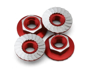 Picture of 1UP Racing 4mm "Lockdown" Serrated Aluminum Wheel Nuts (Red) (4)