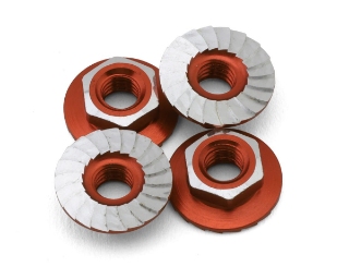 Picture of 1UP Racing 4mm "Lockdown" Serrated Aluminum Wheel Nuts (Orange) (4)