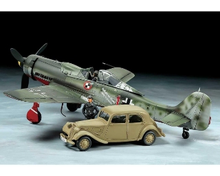 Picture of Tamiya 1/48 Focke-Wulf Fw190 D-9 JV44 Airplane/Citroen 11CV Staff Car Model Set